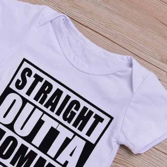 Baby Girl White Onesie Lace Stripe Leg Warmer Bow Hairband 3Pcs Kids Set 0-3M - Picture 3 of 5